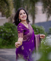 Purple Jacquard Silk Saree | Festival & Ceremony Wear
