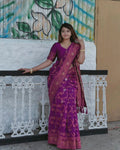 Purple Jacquard Silk Saree | Festive & Party Wear
