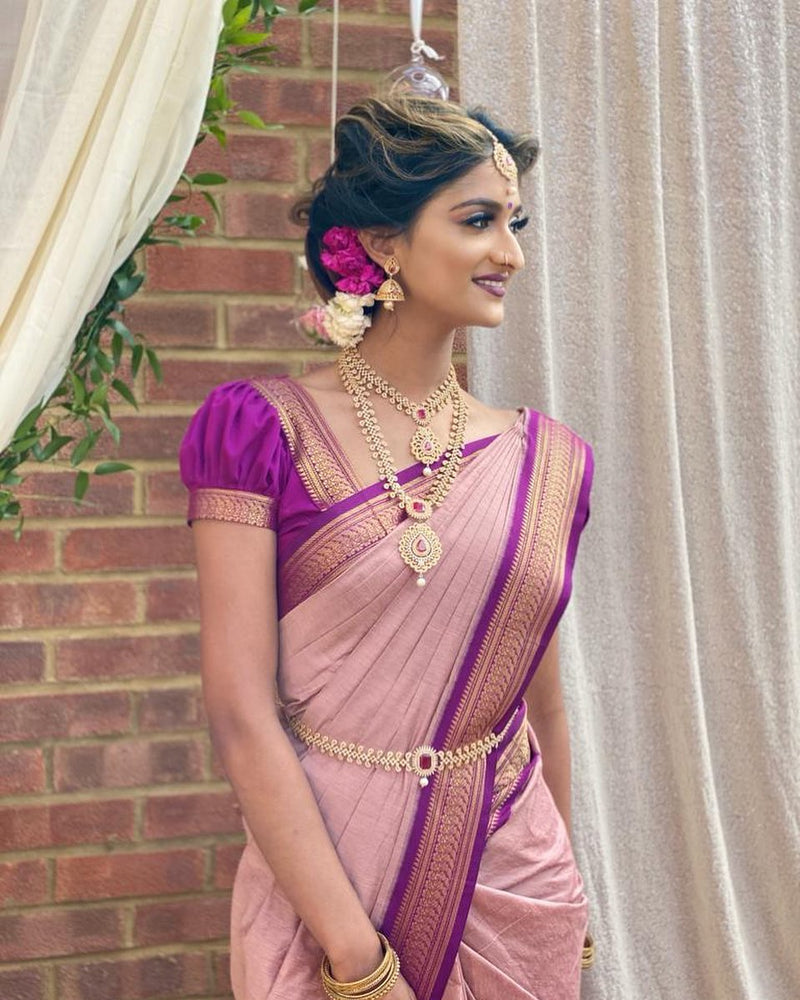 Purple Jacquard Silk Saree | Festive & Party Wear