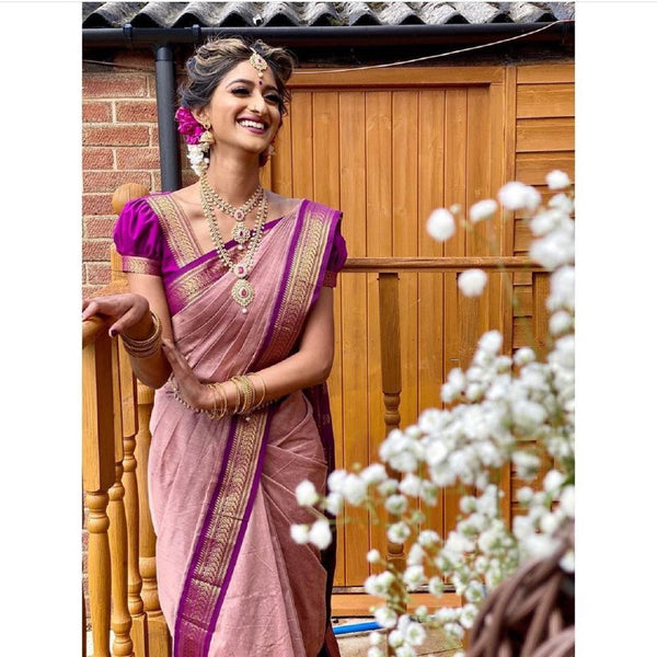 Purple Jacquard Silk Saree | Festive & Party Wear