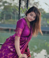 Purple Jacquard Silk Saree | Festive & Party Wear