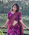 Purple Jacquard Silk Saree | Festive & Party Wear