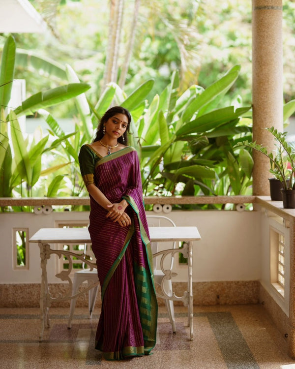 Purple Jacquard Silk Saree | Rich Zari Border Saree