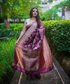 Purple Jacquard Silk Saree | Rich Zari Border Saree