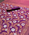 Purple Jacquard Silk Saree | Rich Zari Border Saree