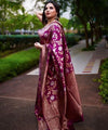 Purple Jacquard Silk Saree | Rich Zari Border Saree