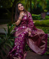 Purple Jacquard Silk Saree | Rich Zari Border Saree