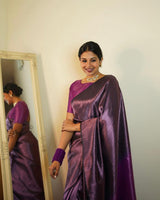 Purple Jacquard Silk Saree | Traditional Wedding Wear