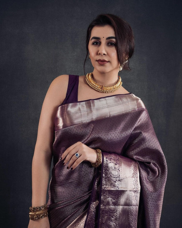 Purple Jacquard Silk Saree | Traditional Wedding Wear