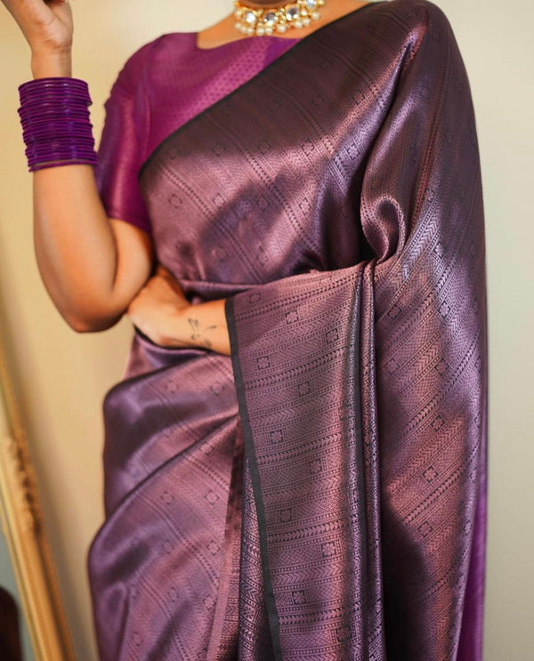 Purple Jacquard Silk Saree | Traditional Wedding Wear