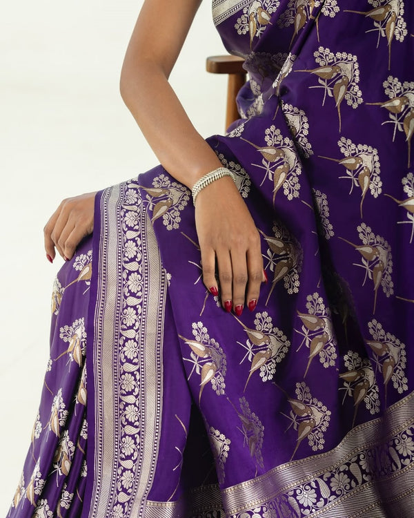 Purple Jacquard Silk Saree | Traditional Wedding Wear