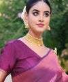 Purple Jacquard Silk Saree | Wedding & Reception Wear