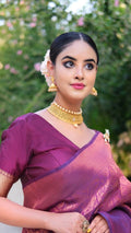 Purple Jacquard Silk Saree | Wedding & Reception Wear