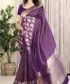 Purple Jacquard Silk Saree | Wedding & Reception Wear