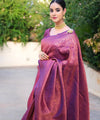 Purple Jacquard Silk Saree | Wedding & Reception Wear