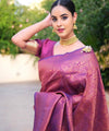 Purple Jacquard Silk Saree | Wedding & Reception Wear