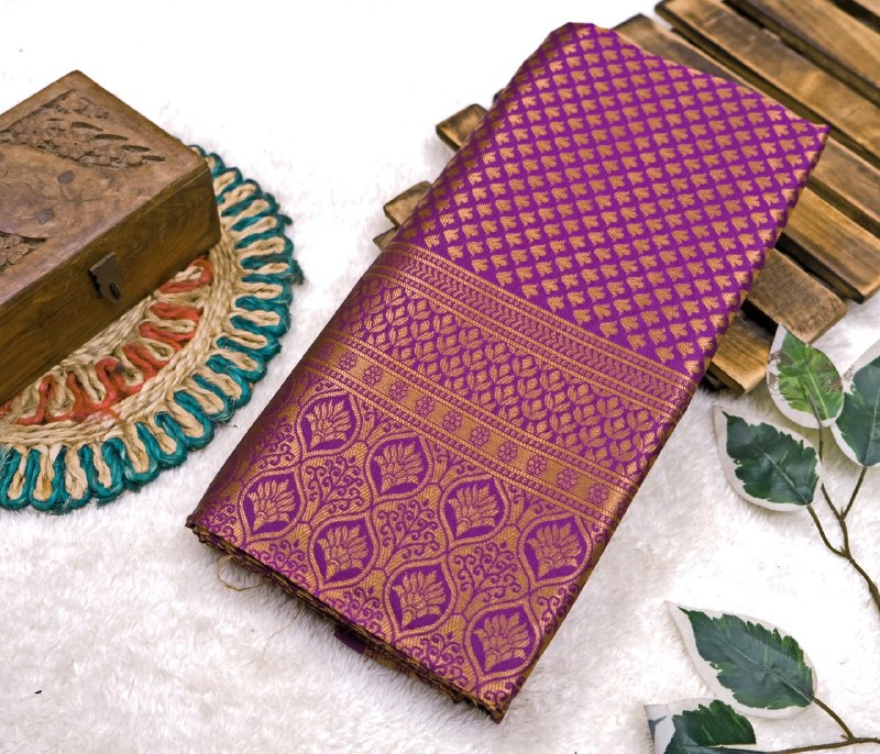 Purple Kanjivaram Silk Saree | Bridal & Festive Wear