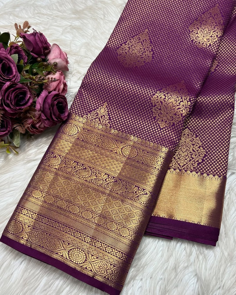 Purple Kanjivaram Silk Saree | Festive & Party Wear