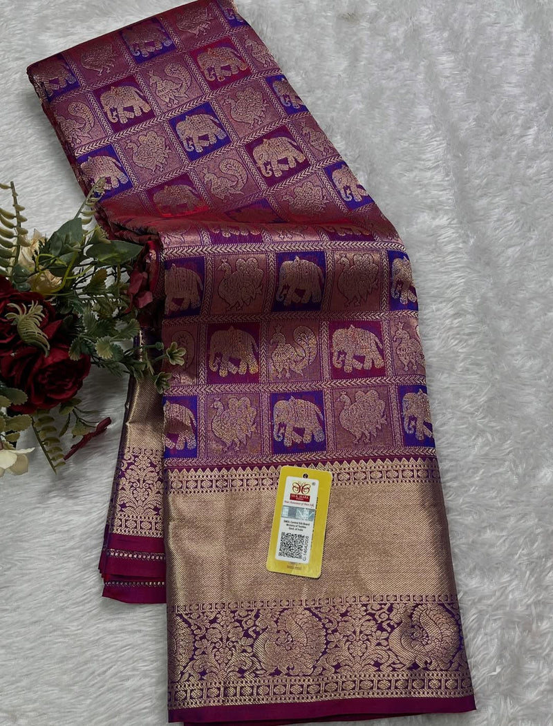 Purple Kanjivaram Silk Saree | Festive & Party Wear