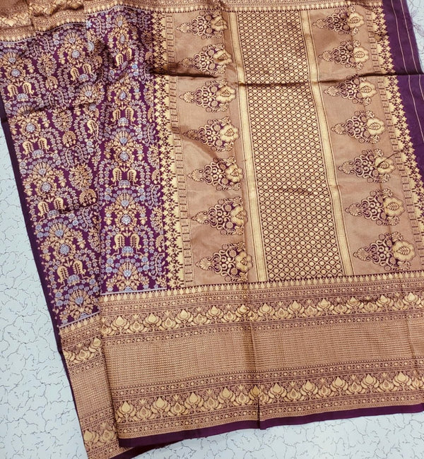 Purple Kanjivaram Silk Saree | Festive & Party Wear
