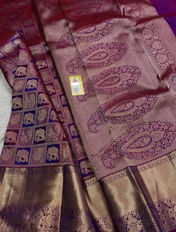 Purple Kanjivaram Silk Saree | Festive & Party Wear