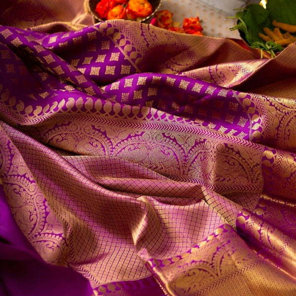 Purple Kanjivaram Silk Saree | Traditional Wedding Wear