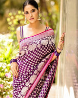 Purple Kanjivaram Silk Saree | Traditional Zari Weave