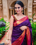 Purple Kanjivaram Silk Saree | Traditional Zari Weave