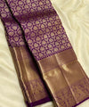 Purple Kanjivaram Silk Saree | Traditional Zari Weave