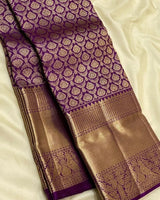 Purple Kanjivaram Silk Saree | Traditional Zari Weave