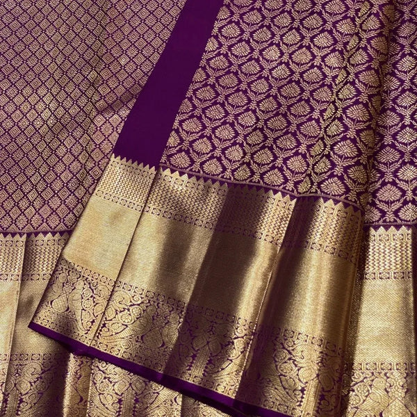 Purple Kanjivaram Silk Saree | Traditional Zari Weave