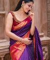 Purple Kanjivaram Silk Saree | Traditional Zari Weave