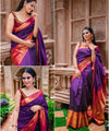 Purple Kanjivaram Silk Saree | Traditional Zari Weave