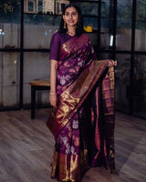 Purple Kanjivaram Silk Saree | Wedding & Festive Wear