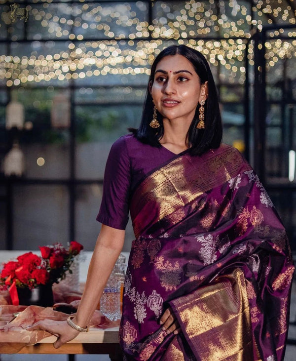 Purple Kanjivaram Silk Saree | Wedding & Festive Wear