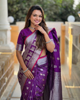 Purple Kanjivaram Silk Saree | Wedding & Reception Wear