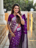 Purple Kanjivaram Silk Saree | Wedding & Reception Wear