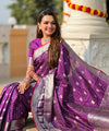 Purple Kanjivaram Silk Saree | Wedding & Reception Wear