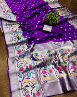 Purple Paithani Silk Saree | Traditional Wedding Wear