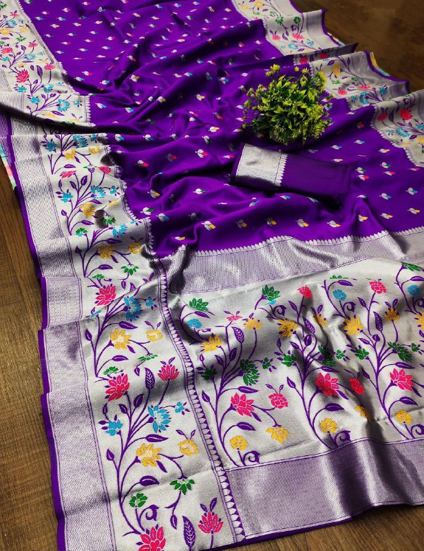 Purple Paithani Silk Saree | Traditional Wedding Wear