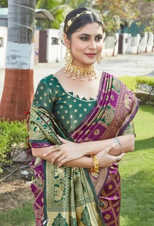 Purple Paithani Silk Saree | Traditional Wedding Wear