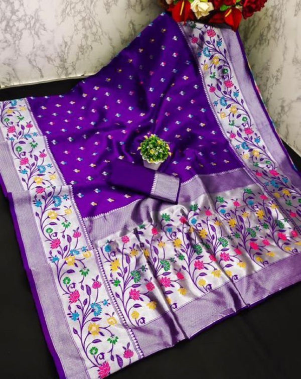 Purple Paithani Silk Saree | Traditional Wedding Wear