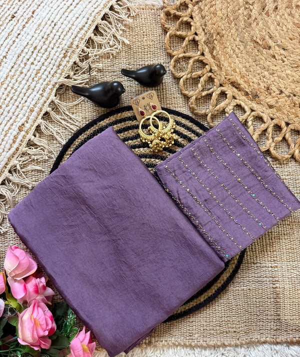 Purple Rangoli Crush Saree with Sequin Bits Blouse | RD VIAANA detail view