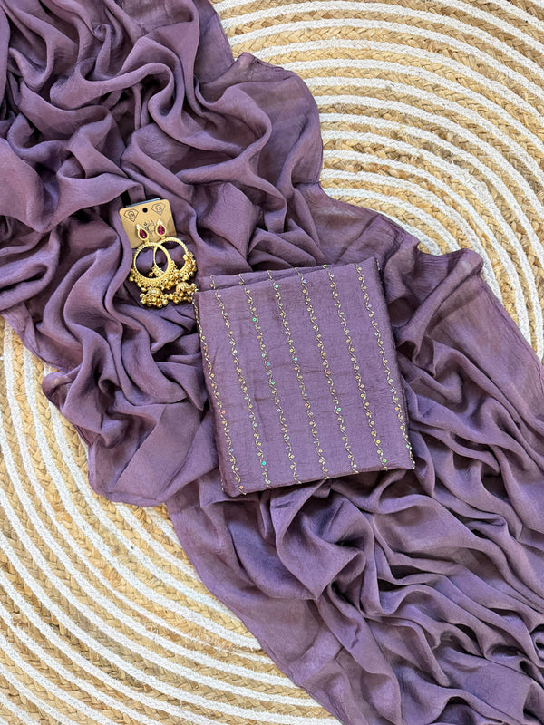 Purple Rangoli Crush Saree with Sequin Bits Blouse | RD VIAANA