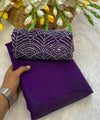 Purple Satin Bollywood Saree with Moti Work Designer Blouse | RD DIVISHA