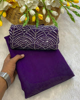 Purple Satin Bollywood Saree with Moti Work Designer Blouse | RD DIVISHA