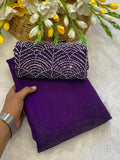 Purple Satin Bollywood Saree with Moti Work Designer Blouse | RD DIVISHA