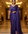 Purple Satin Bollywood Saree with Moti Work Designer Blouse | RD DIVISHA