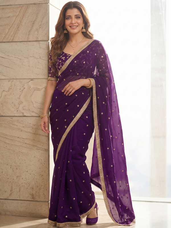 Purple Silk Saree | Wedding & Festive Wear detail view