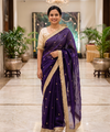 Purple Space Satin Sequence Work Saree for Party & Wedding | RD APEXA